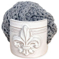 White Fleur De Lis Sponge Holder for Sink - Handmade Ceramic Drain