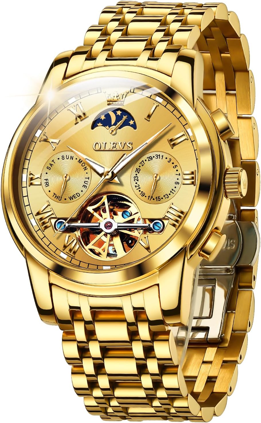 OLEVS Mens Skeleton Automatic Watch - Luminous Luxury