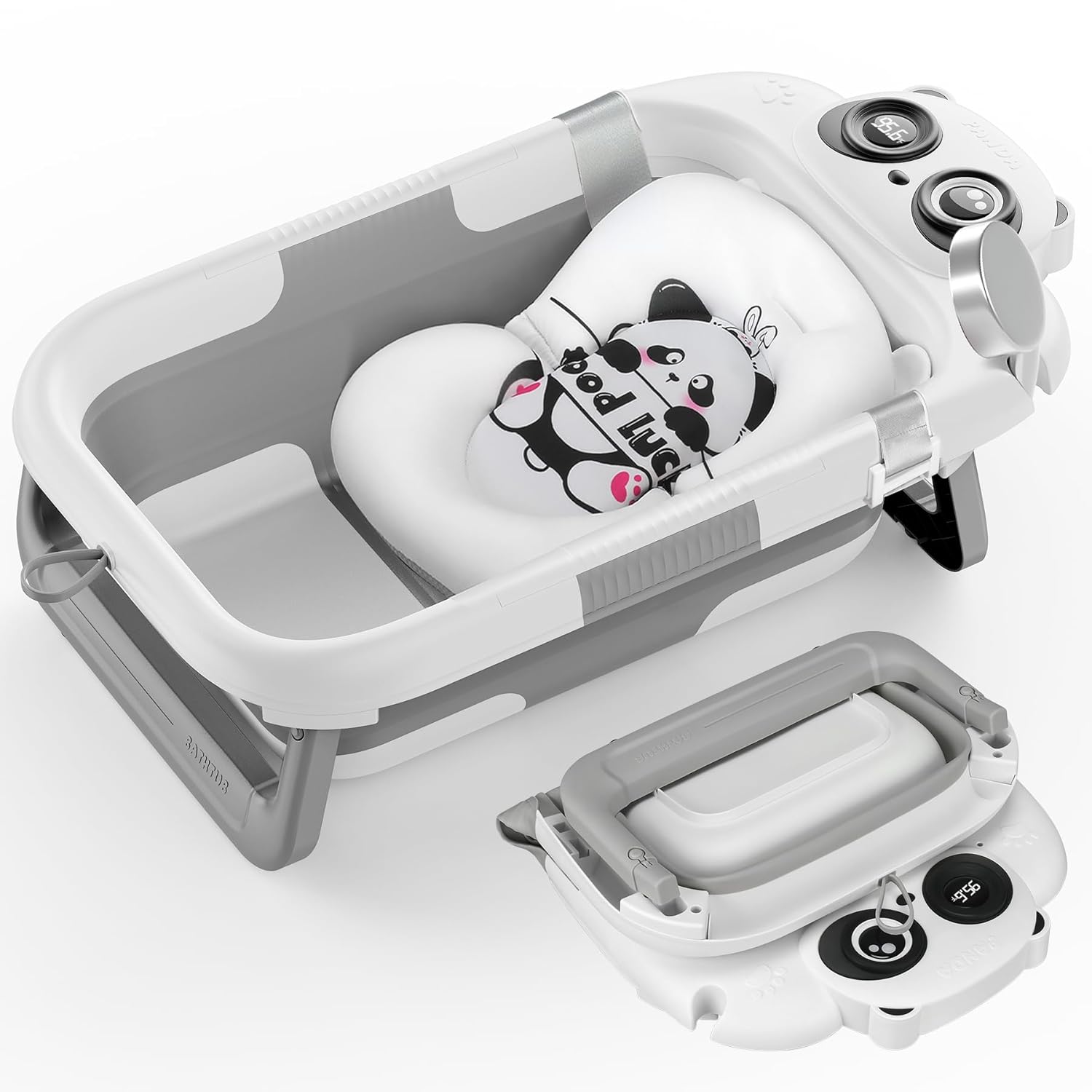 Foldable Baby Bathtub with Thermometer for Infants and Toddlers