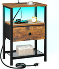 Night Stand LED Nightstand with Charging Station - Compact Bedside