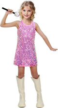 Girls Sequin Dress Sparkly Sleeveless Costume Prom Outfit