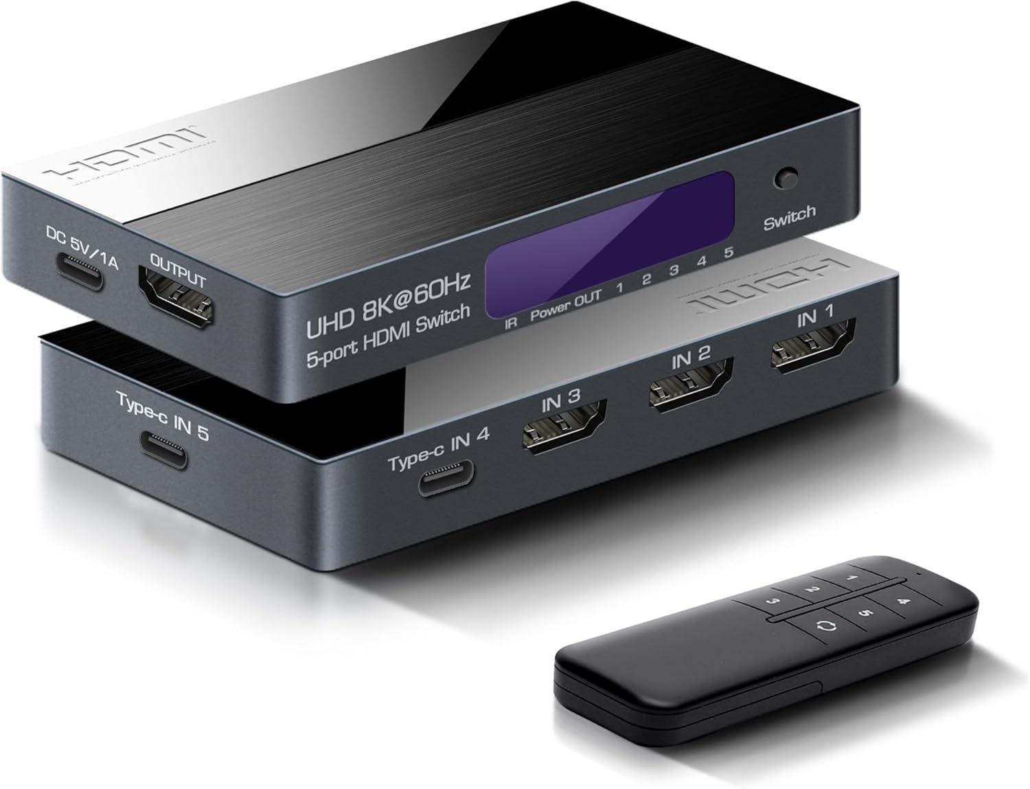 8K HDMI Switch 5x1 with USB-C Input for Seamless Connectivity
