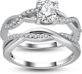 Queena Rose Gold CZ Wedding Ring Set for Women - Travel Bridal Set