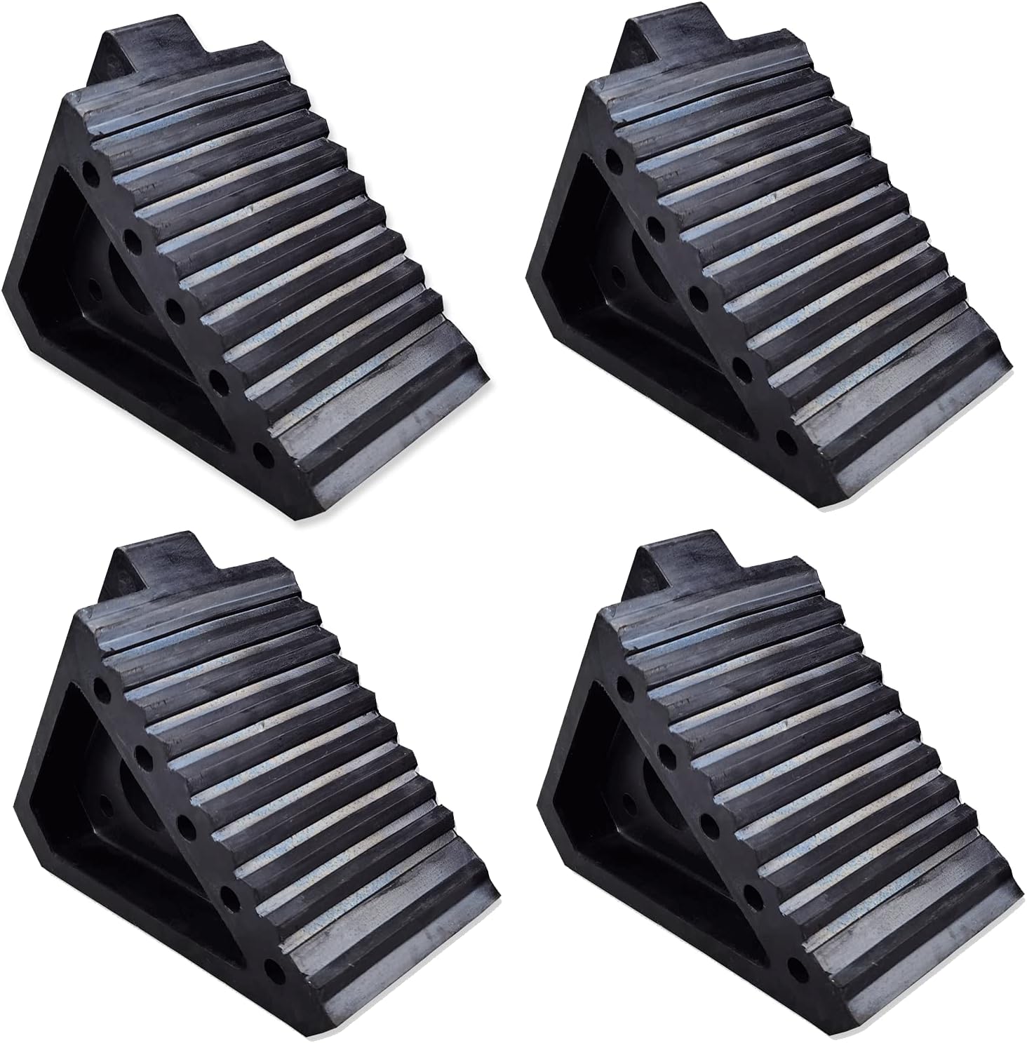 Solid Heavy Duty Rubber Wheel Chocks for Safe Vehicle Parking