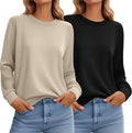 Ficerd 2 Pack Women's Casual Sweatshirts - Soft Lightweight Long