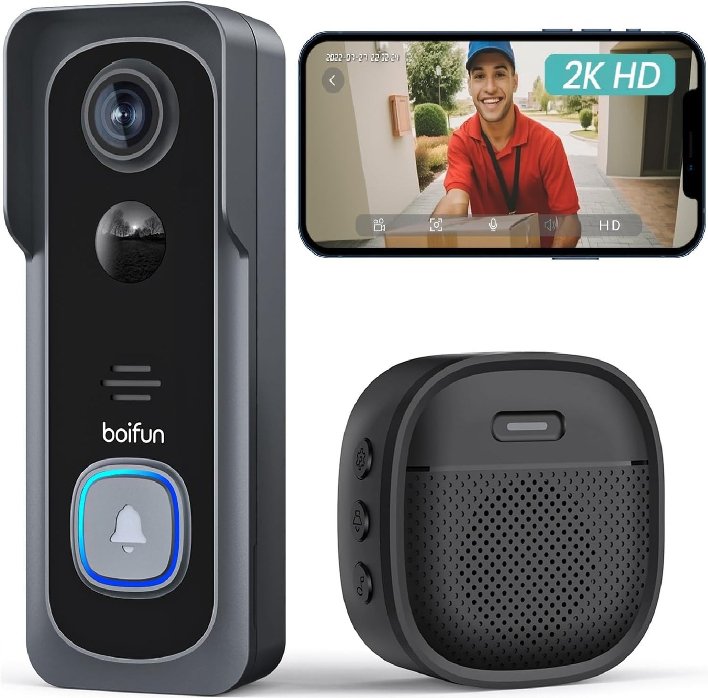 BOIFUN Wireless Doorbell Camera - 2K HD Video & Smart Alerts