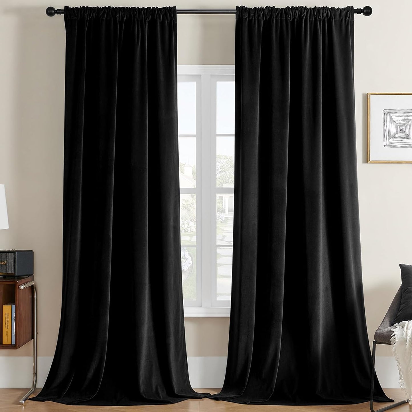Joydeco Velvet Curtains 108 inches Long for Luxury Blackout