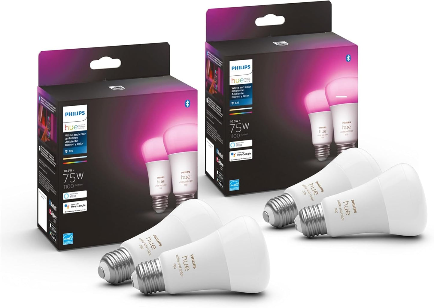 Philips Hue 75W A19 Smart Color-Changing Bulbs for Home