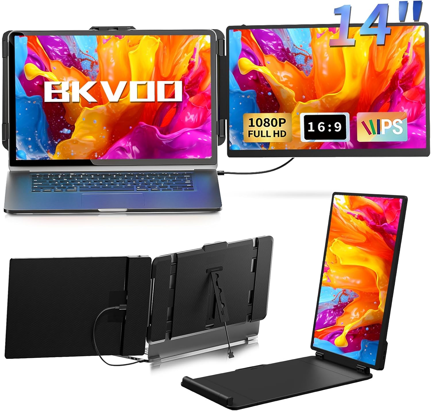 Laptop Screen Extender Travel Monitor - 14 Inch Dual Portable