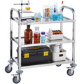 Stainless Steel Lab Cart 3-Tier Utility Cart - Stable 400 lb Capacity