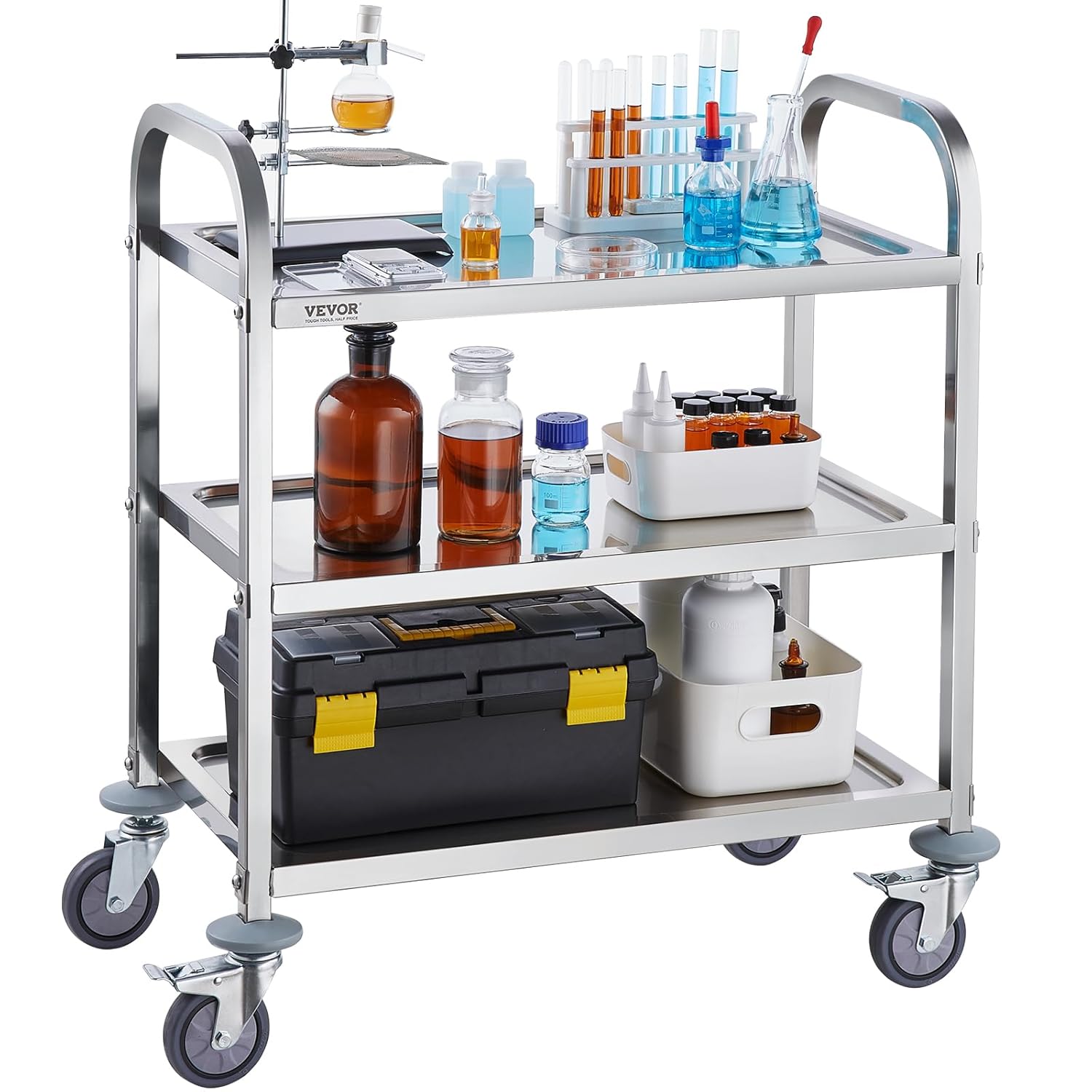 VEVOR Stainless Steel Utility Cart for Lab and Kitchen Use