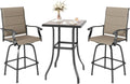 MFSTUDIO 3 Piece Outdoor Swivel Bar Set - Compact High Top Bistro