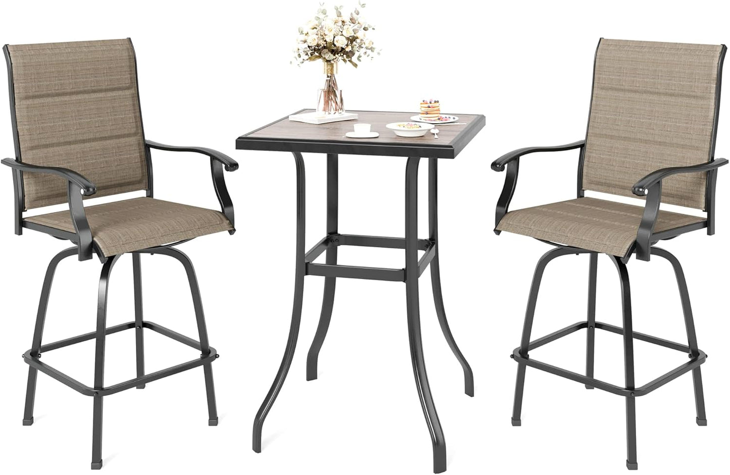 MFSTUDIO 3 Piece Outdoor Swivel Bar Set for Stylish Relaxation