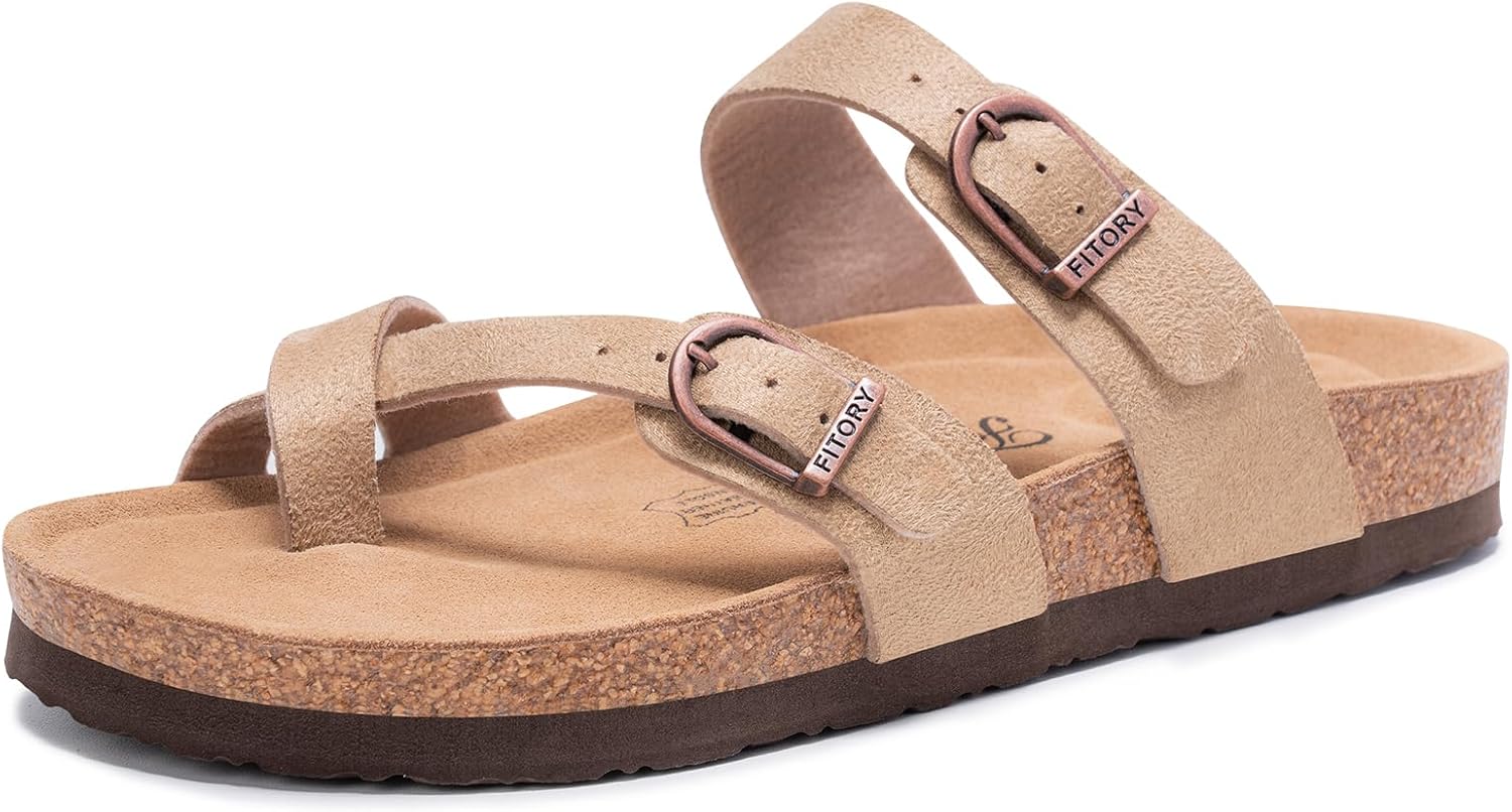 FITORY Women's Slide Sandals with Soft Cork Footbed for Comfort