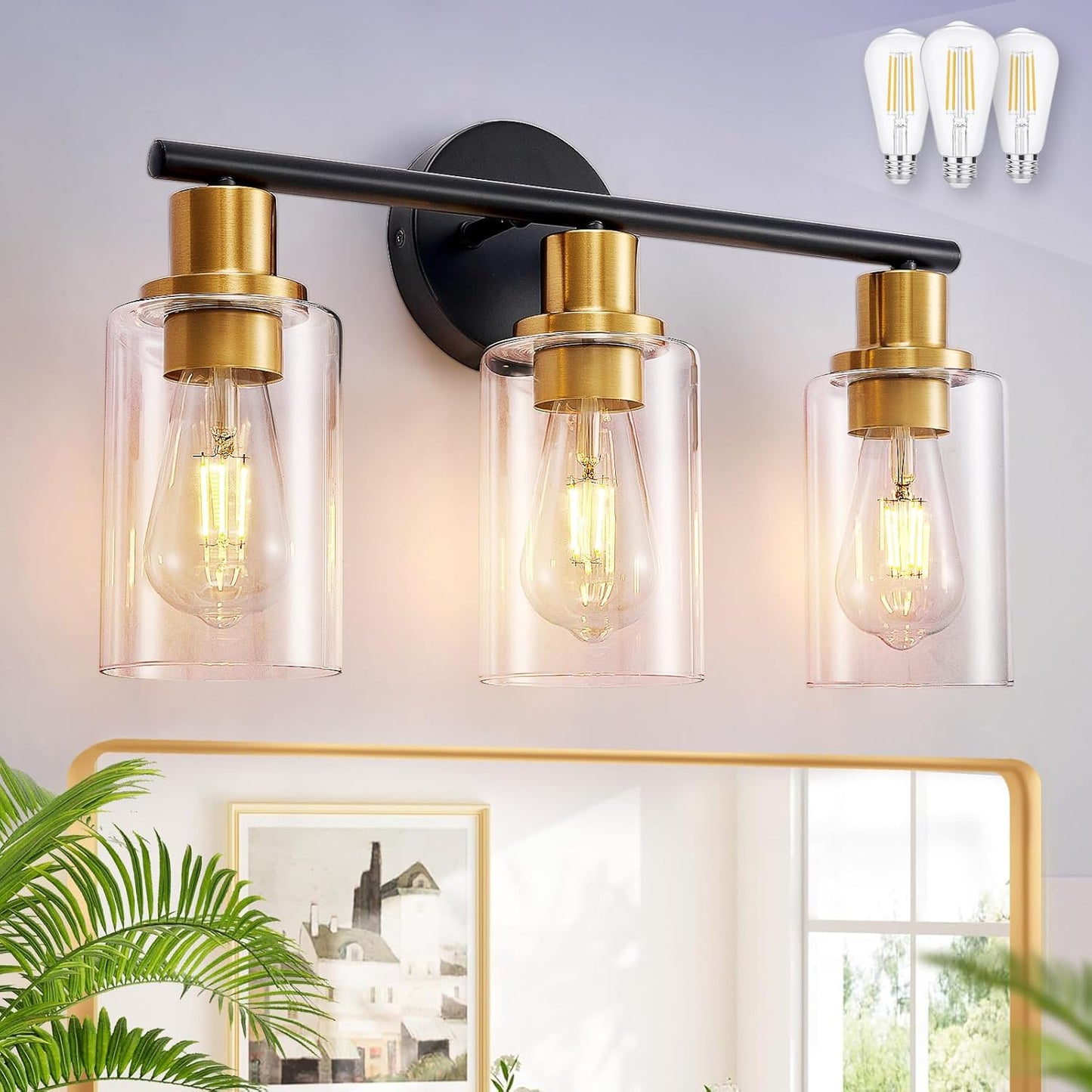 DLLT 3-Light Bathroom Light Fixtures for Elegant Home Decor
