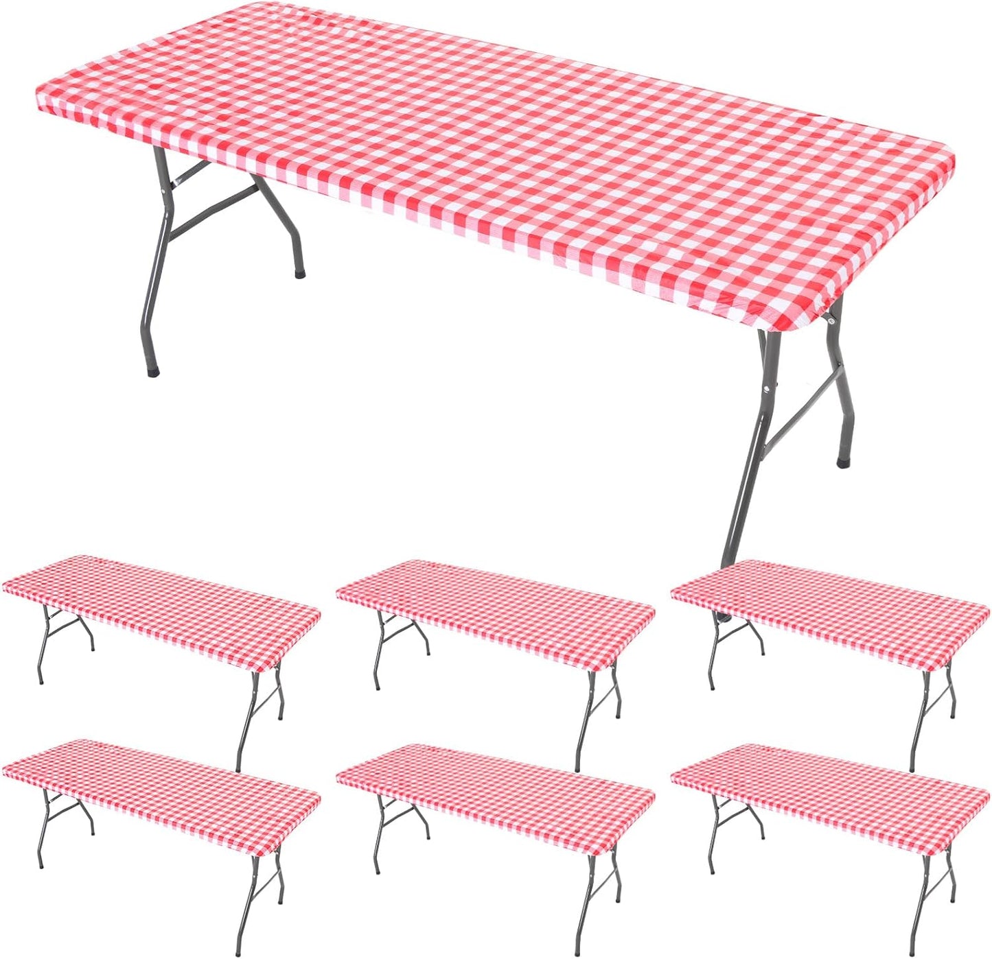 6 Pcs Waterproof Tablecloth for Folding Rectangular Tables