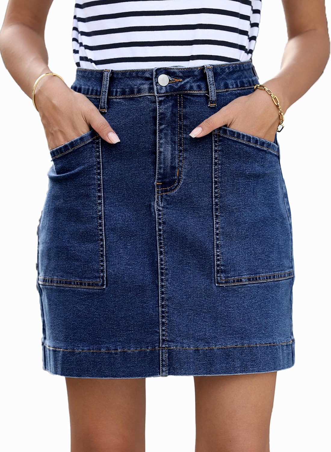 High Waisted Stretch Denim Skirt for Casual Summer Style