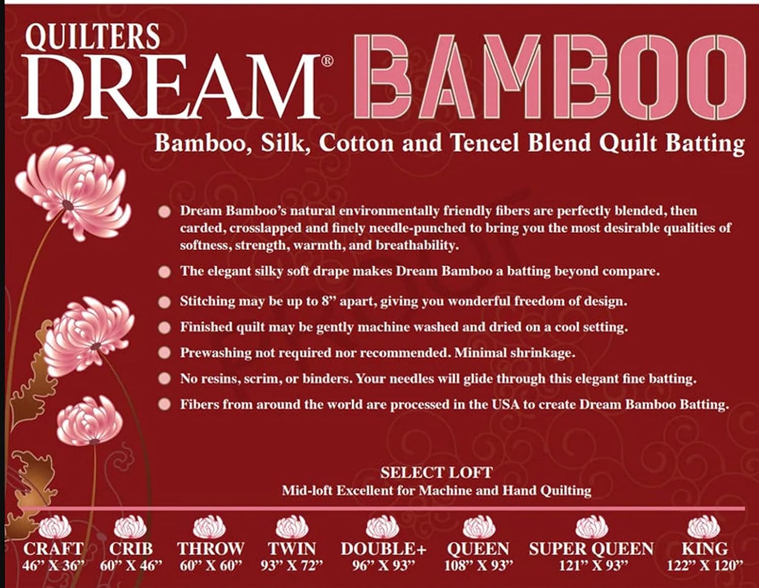 Quilters Dream Bamboo/Silk Blend Midloft Quilt Batting Review