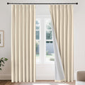 Pinch Pleated Linen Blackout Curtains 84 in - Thick Thermal Drapes