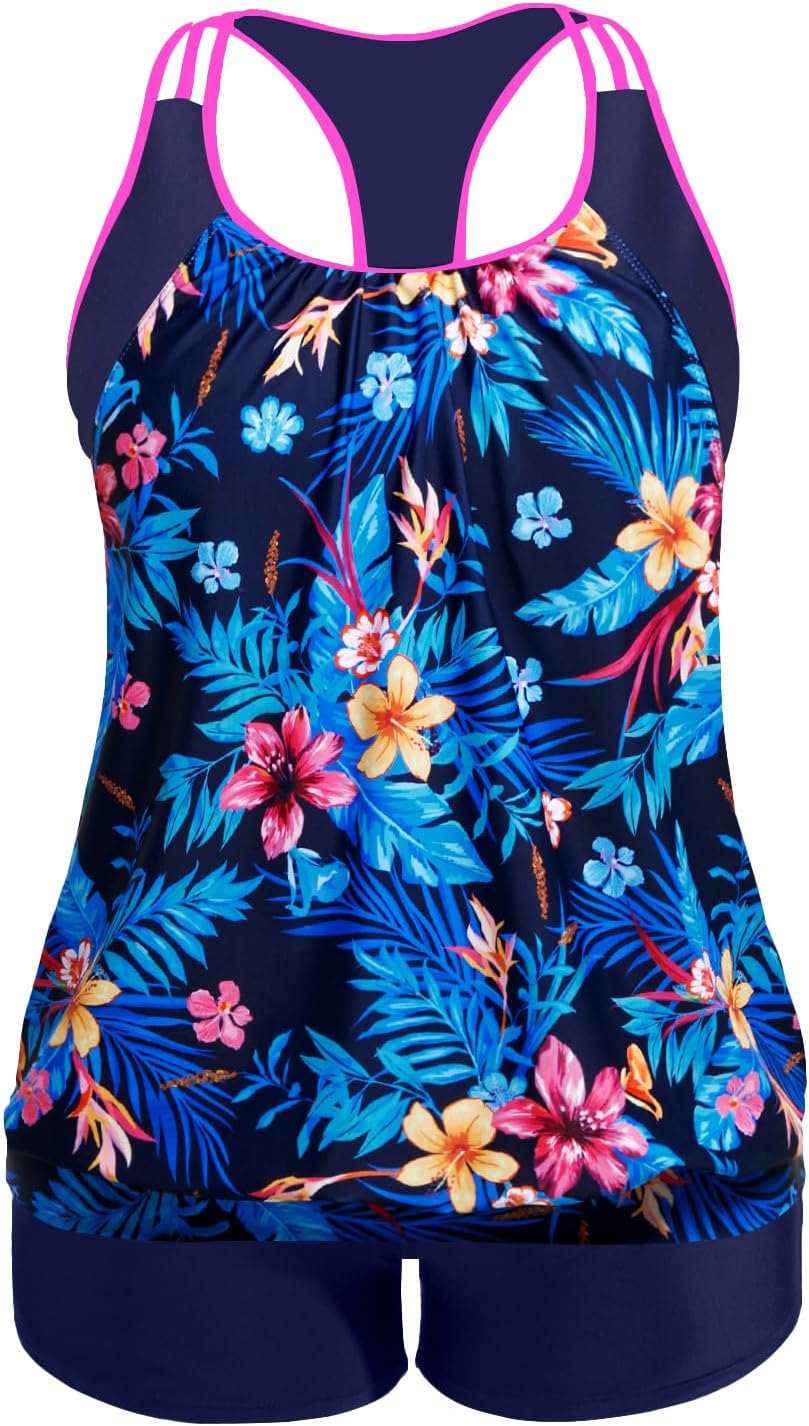 Holipick Plus Size Tankini Swimsuit for Women with Tummy Control