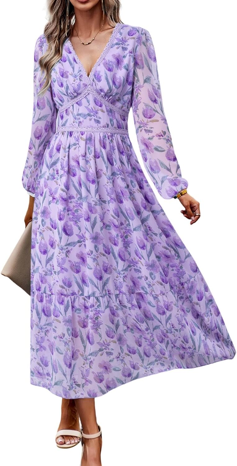 Women's Spring Wrap Maxi Dress for Casual and Elegant Occasions