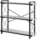 3-Tier Industrial Bookcase 35.8in Wide - Rustic Open Shelf