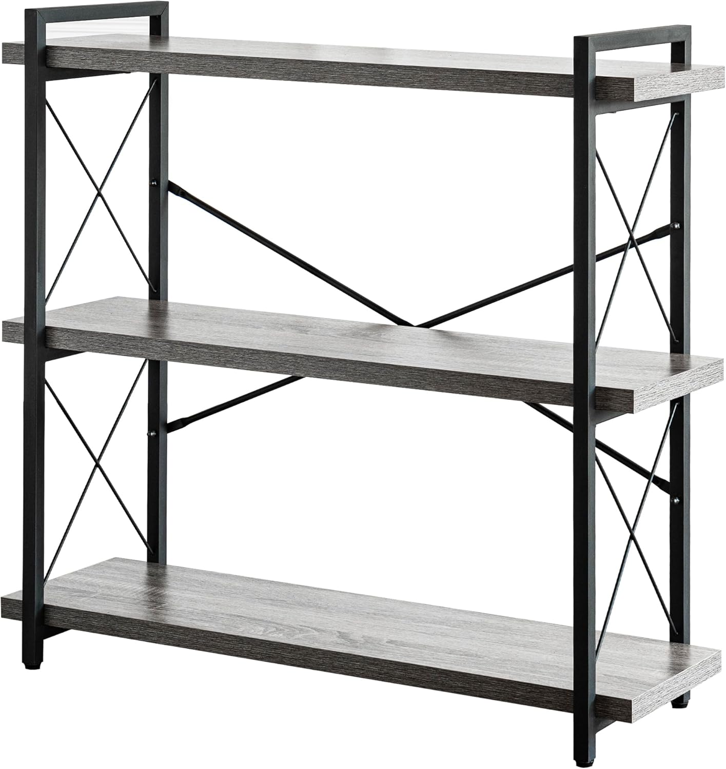 HCHQHS 3-Tier Industrial Bookcase for Rustic Home Decor