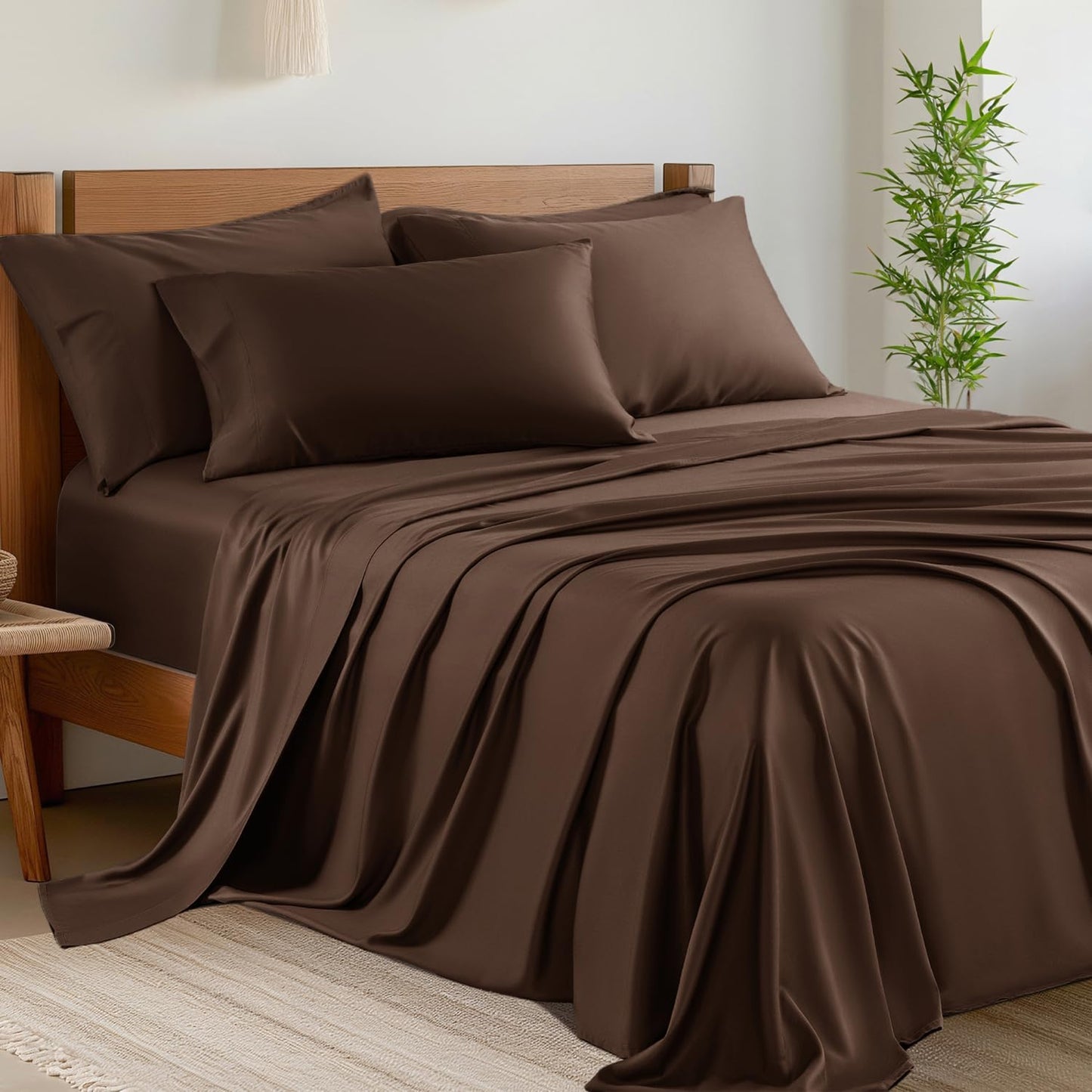 Cooling King Sheet Set with Rayon Derived from Bamboo for Comfort