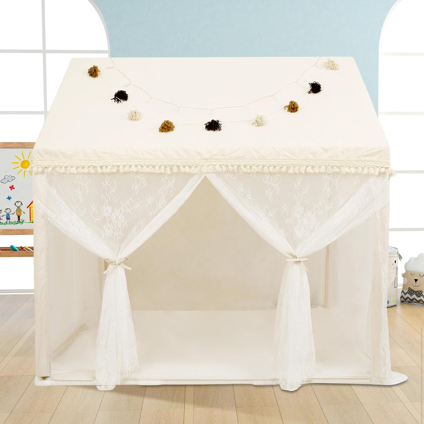 Large Kids' Play Tent with Star Lights & Mat - Indoor/Outdoor Fun!