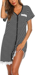 Ekouaer Women's Button Down Nightgown Pajamas Dress - Comfortable Lace