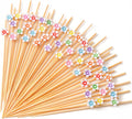 Handmade Multicolor Flower Bamboo Toothpicks - 100pcs