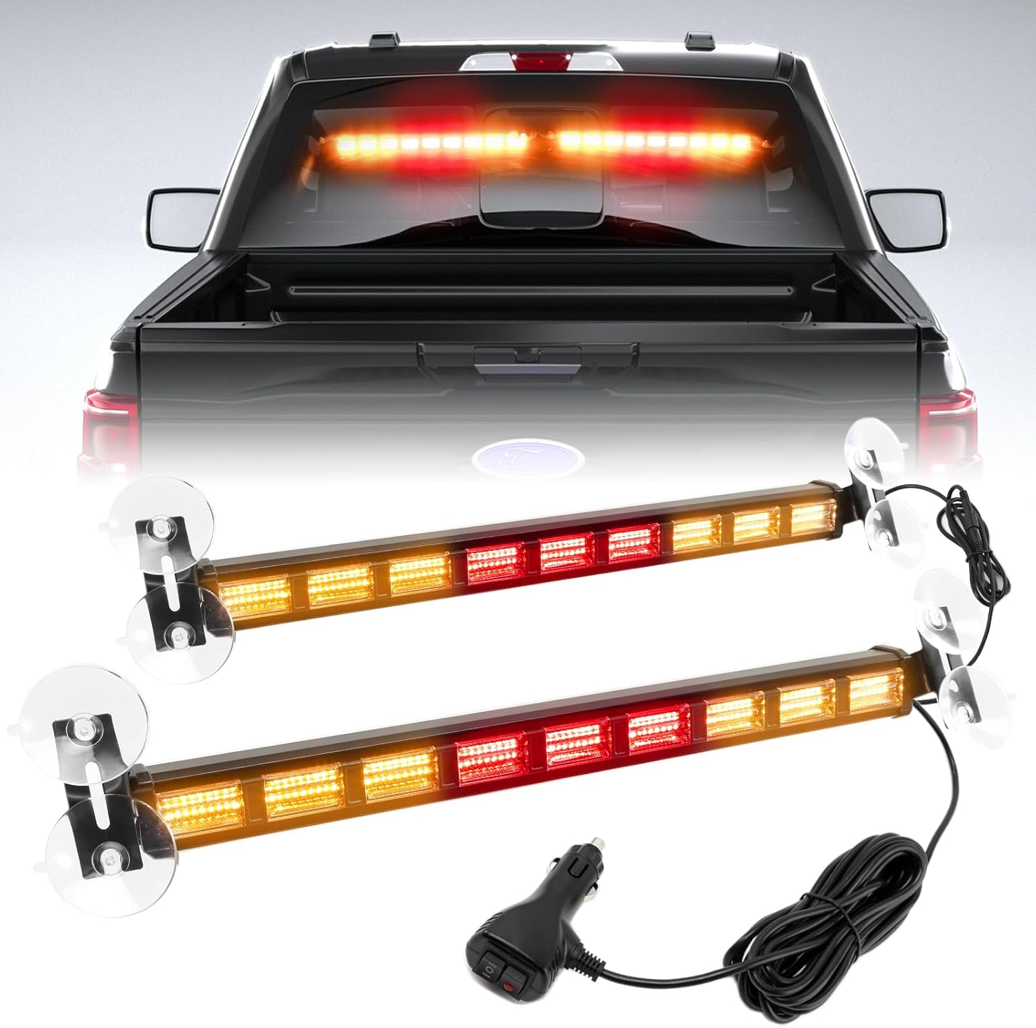 BooYu Emergency Strobe Traffic Advisor Light Bar with 4 Colors