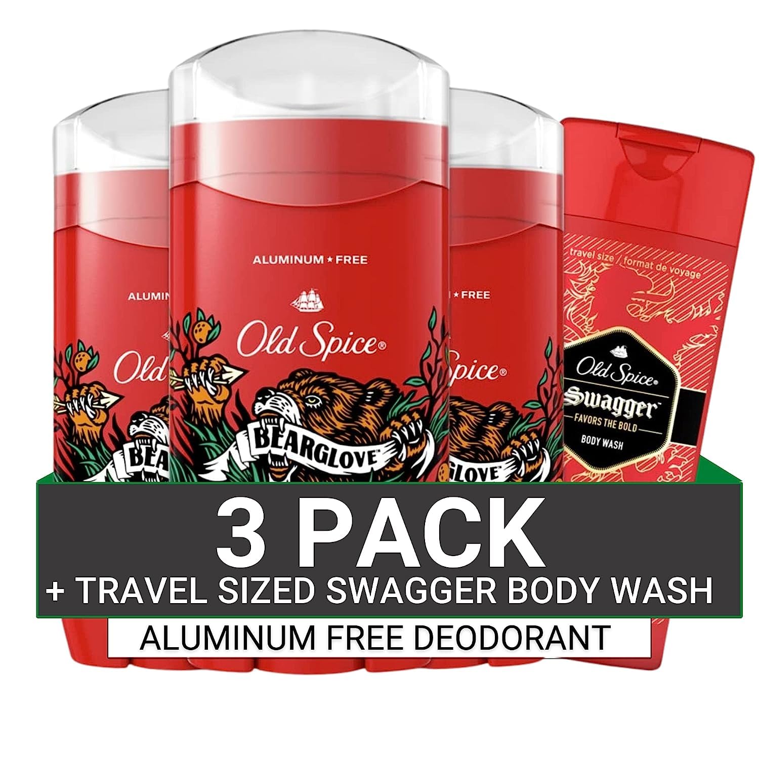 Old Spice Bearglove Deodorant Trio + FREE Body Wash