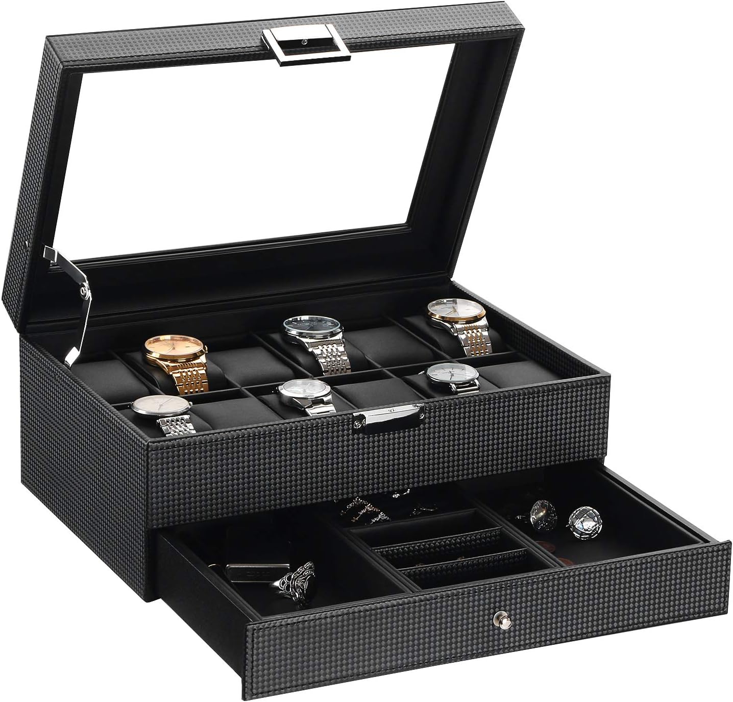 BEWISHOME 12-Slot Watch Organizer: Stylish & Secure Storage