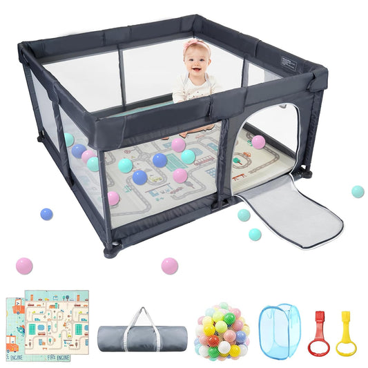 Portable 50x50 Baby Playpen - Sturdy Safety Yard with Soft Mesh