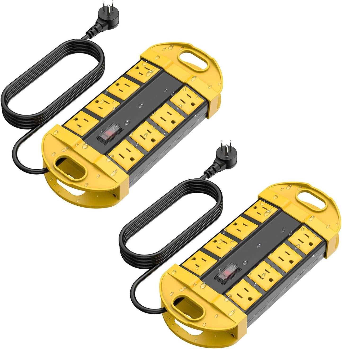 CCCEI 2 Outdoor Power Strips Weatherproof with 8 Outlets