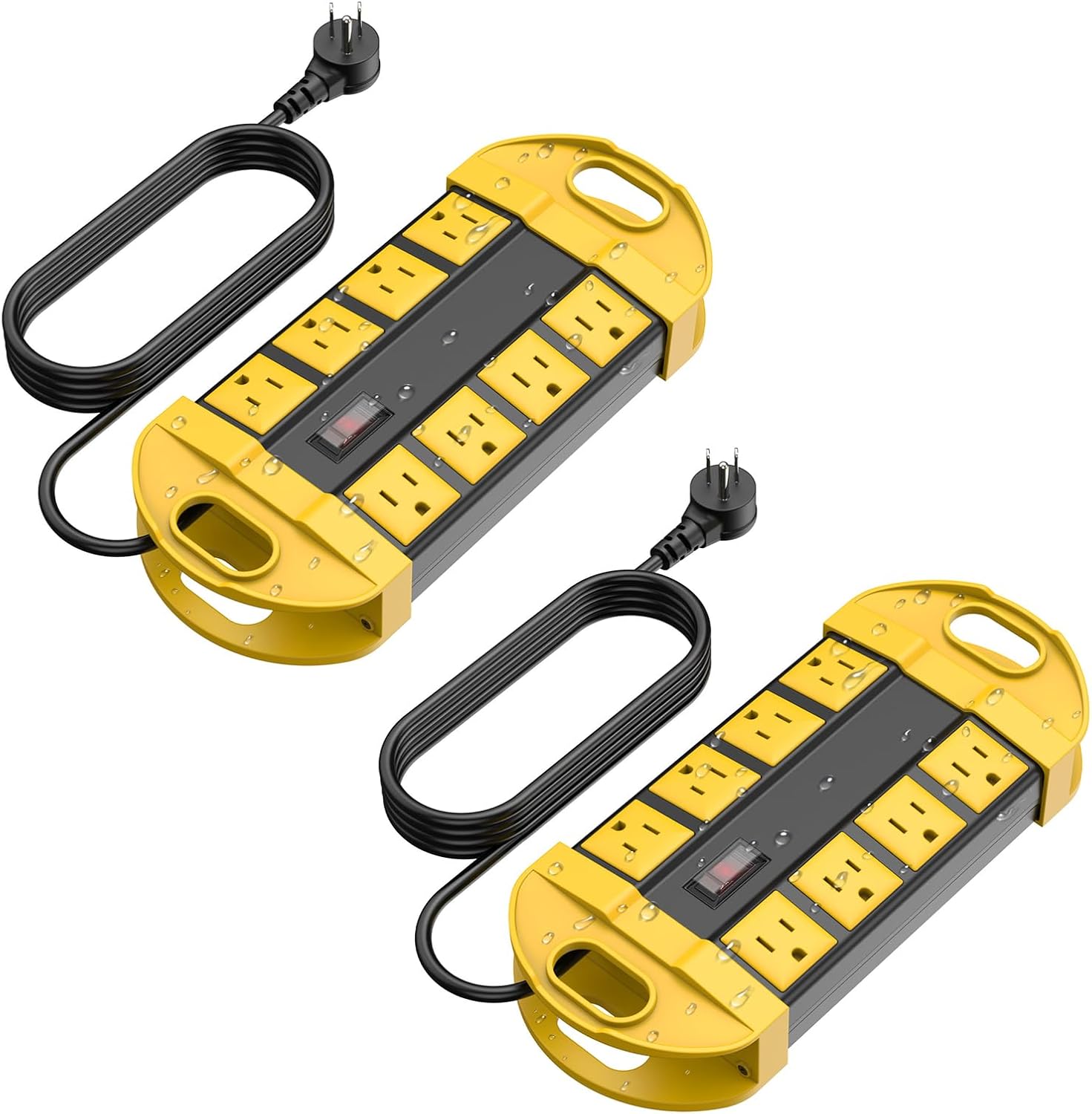 CCCEI 2 Outdoor Power Strips Weatherproof with 8 Outlets