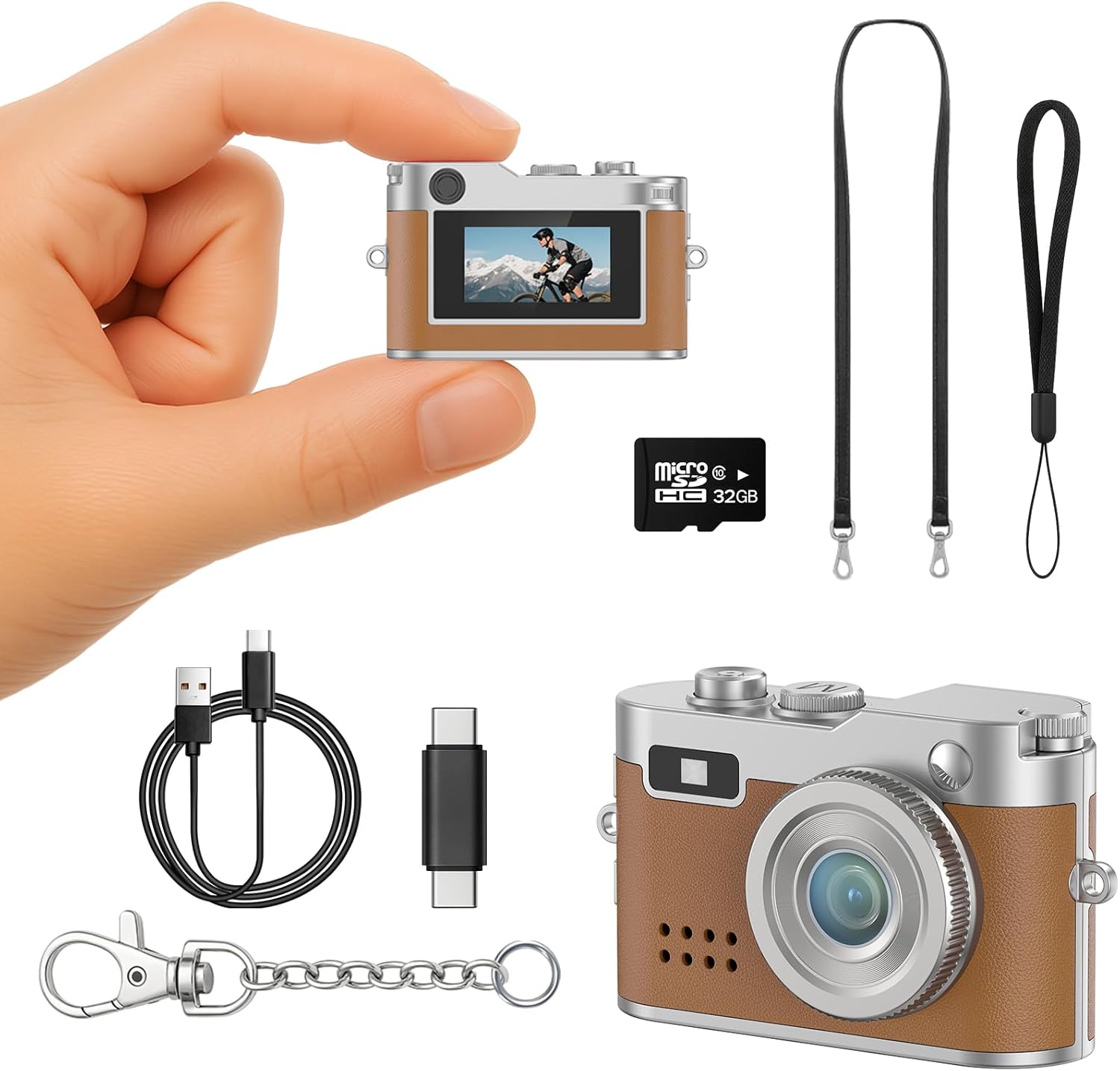 Mini Retro Camera with 1080P Video and 12MP Photos for Travel