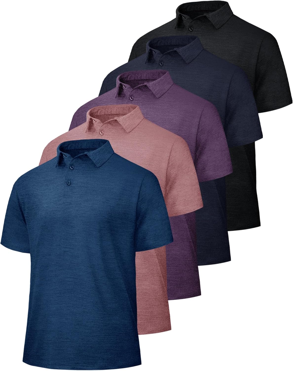 5 Pack Polo Shirts for Men - Quick Dry Performance Golf Wear