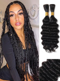 100 Percent Human Braiding Hair Deep Wave for Boho Braids - Natural