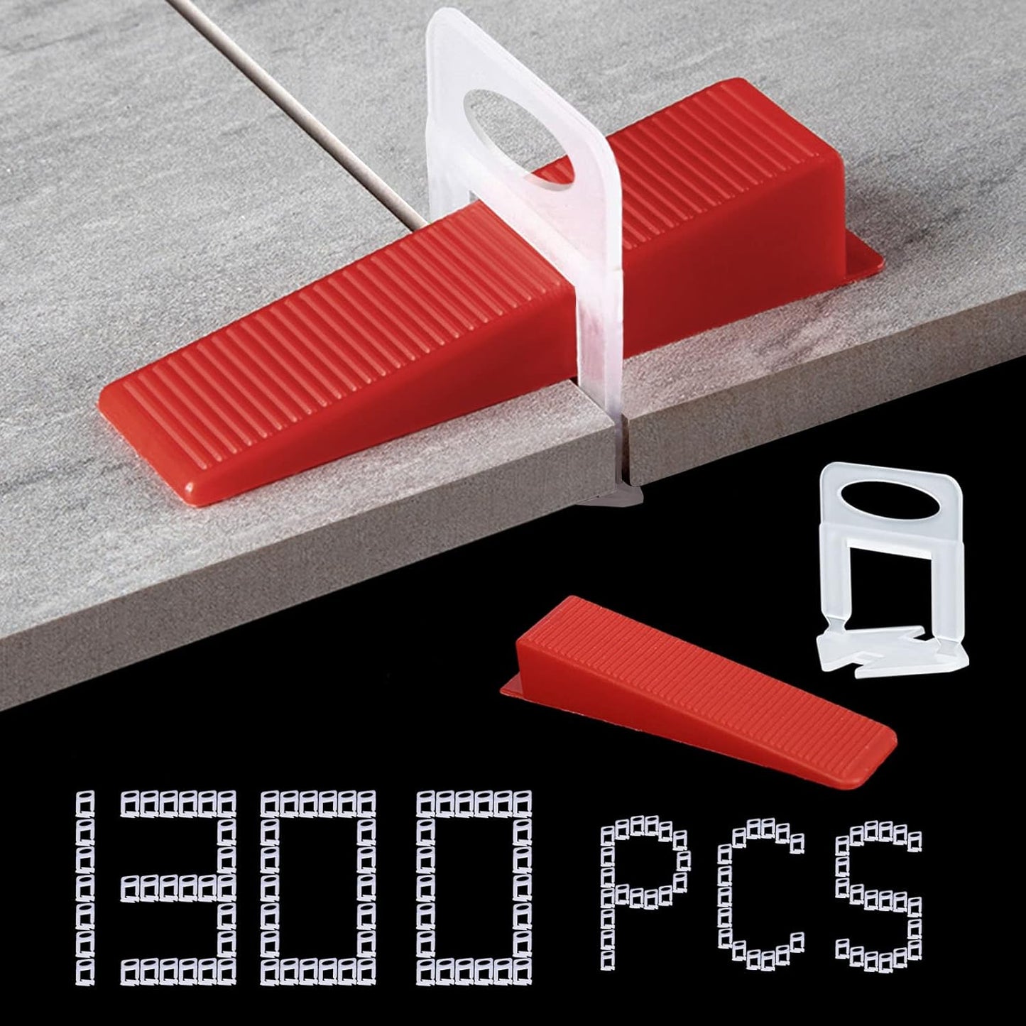 Tile Leveling System 1000-Piece Clips and 300-Piece Wedges Set