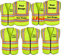 Yellow High Visibility Safety Vest with 5 Pockets and Zipper - Class 2