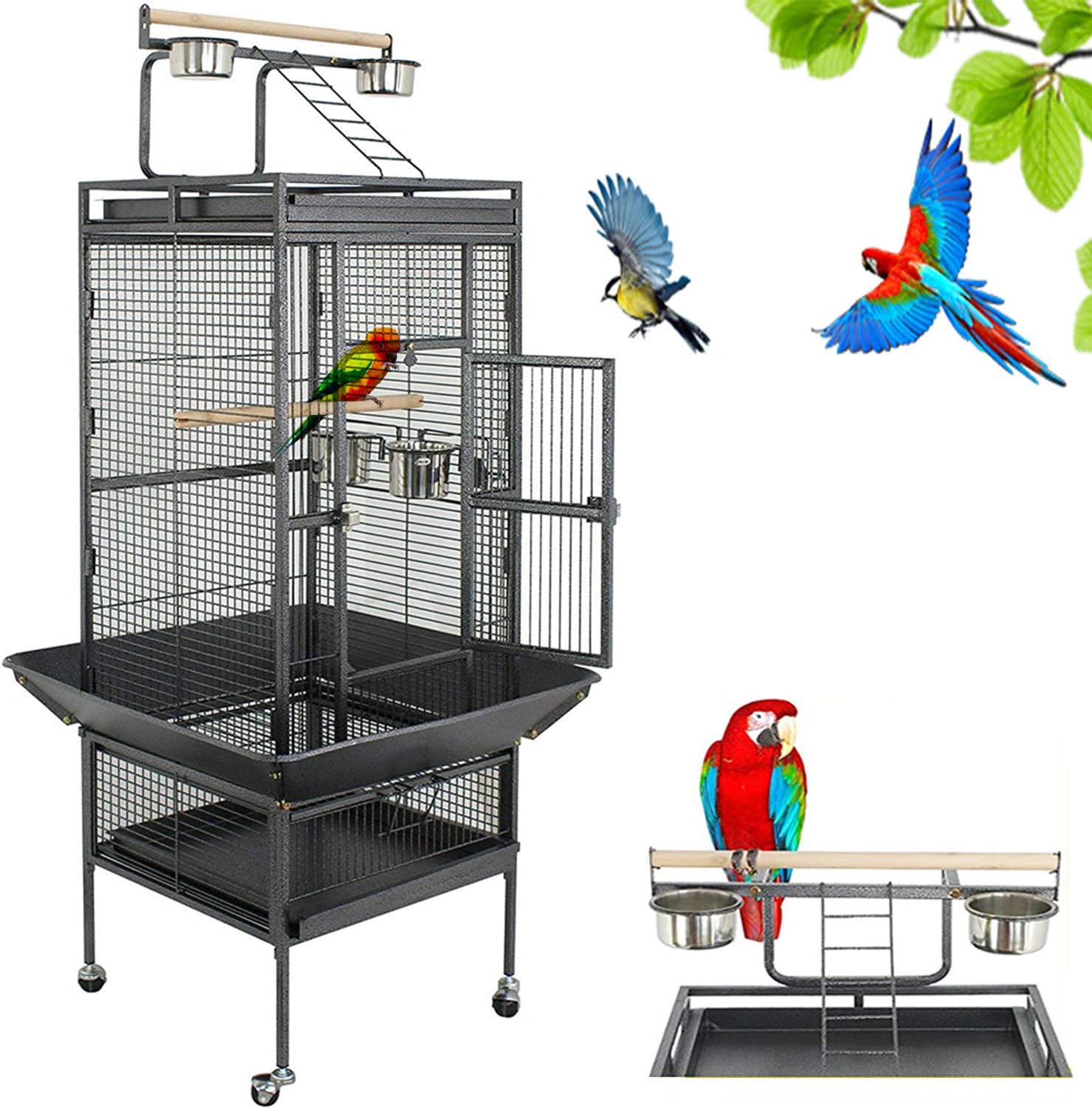 Large 61 Inch Bird Cage with Play Top for Parrots and Cockatiels