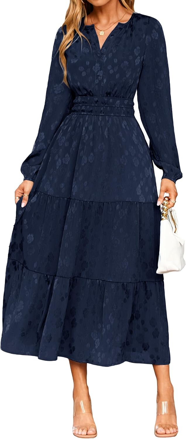 Simplee Womens Casual Long Sleeve Maxi Dress for Weddings