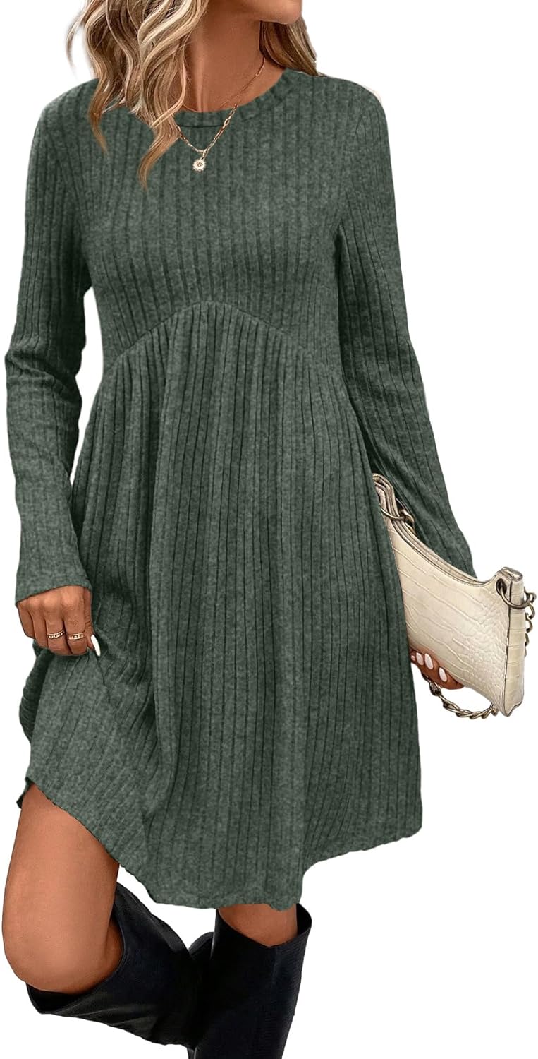 OFEEFAN Long Sleeve Dress for Women with Pockets and Style