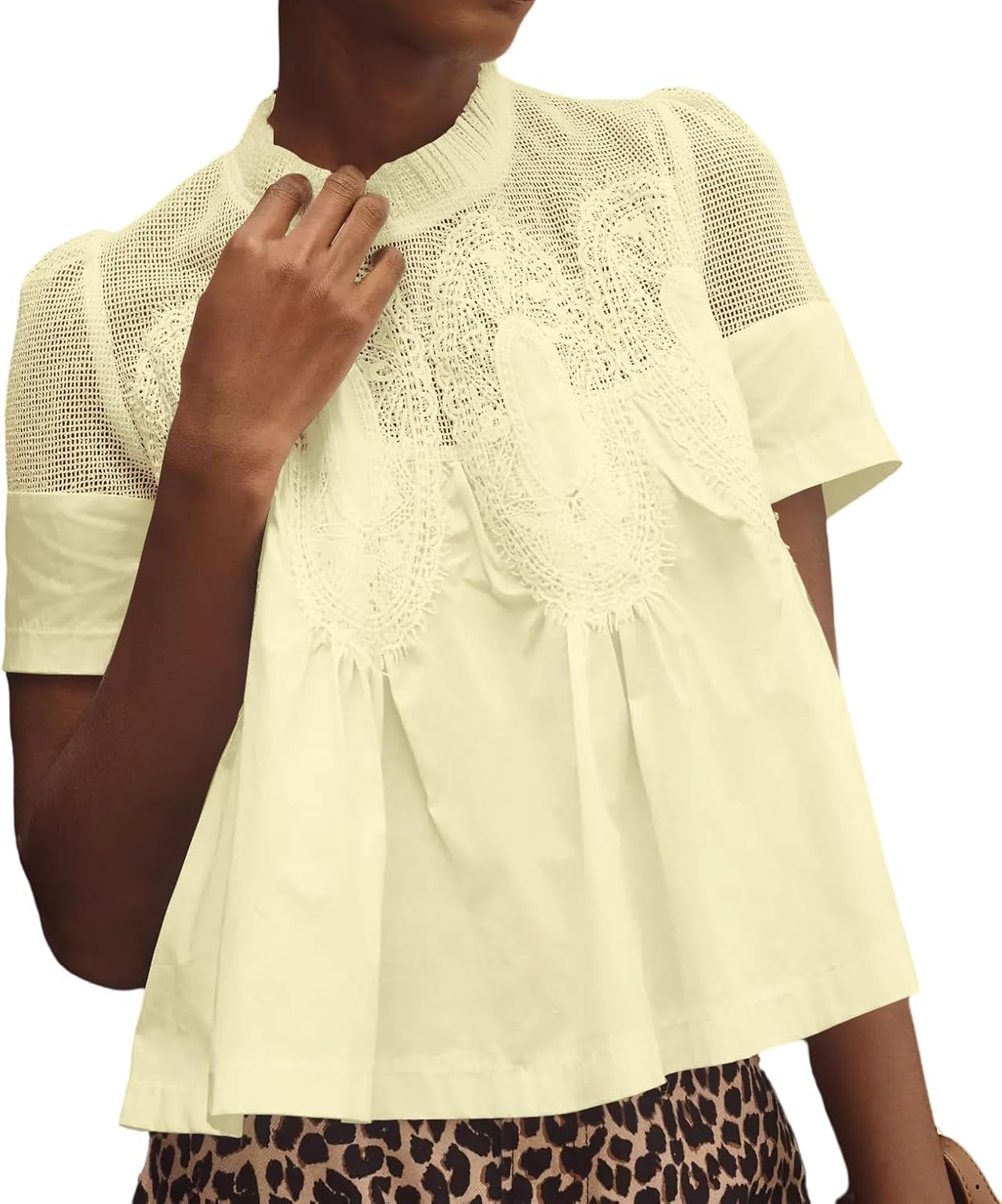 Womens Lace Flared Blouse by synound for Chic Style