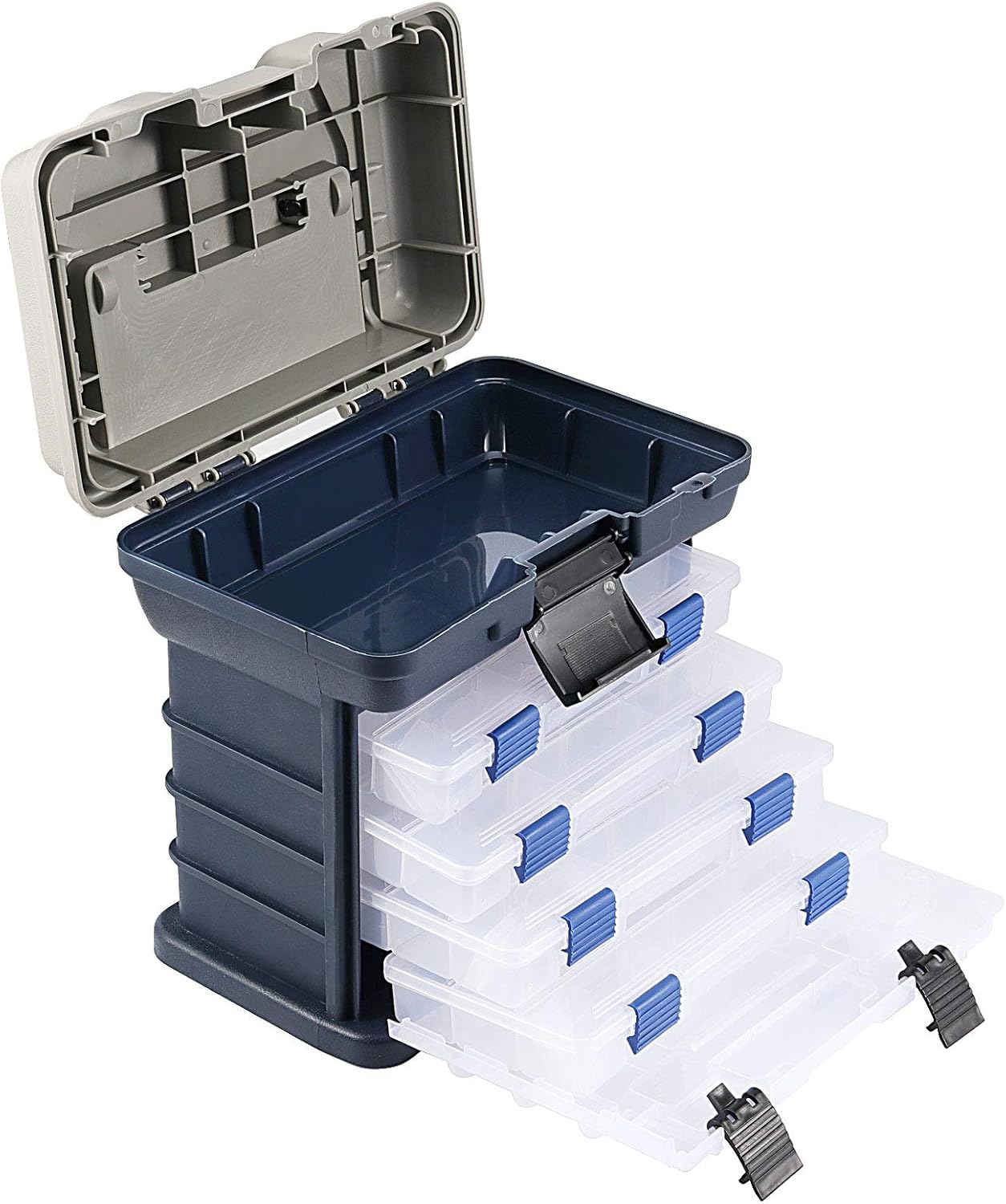 Compact 4-Layer Tackle Box for Efficient Fishing!