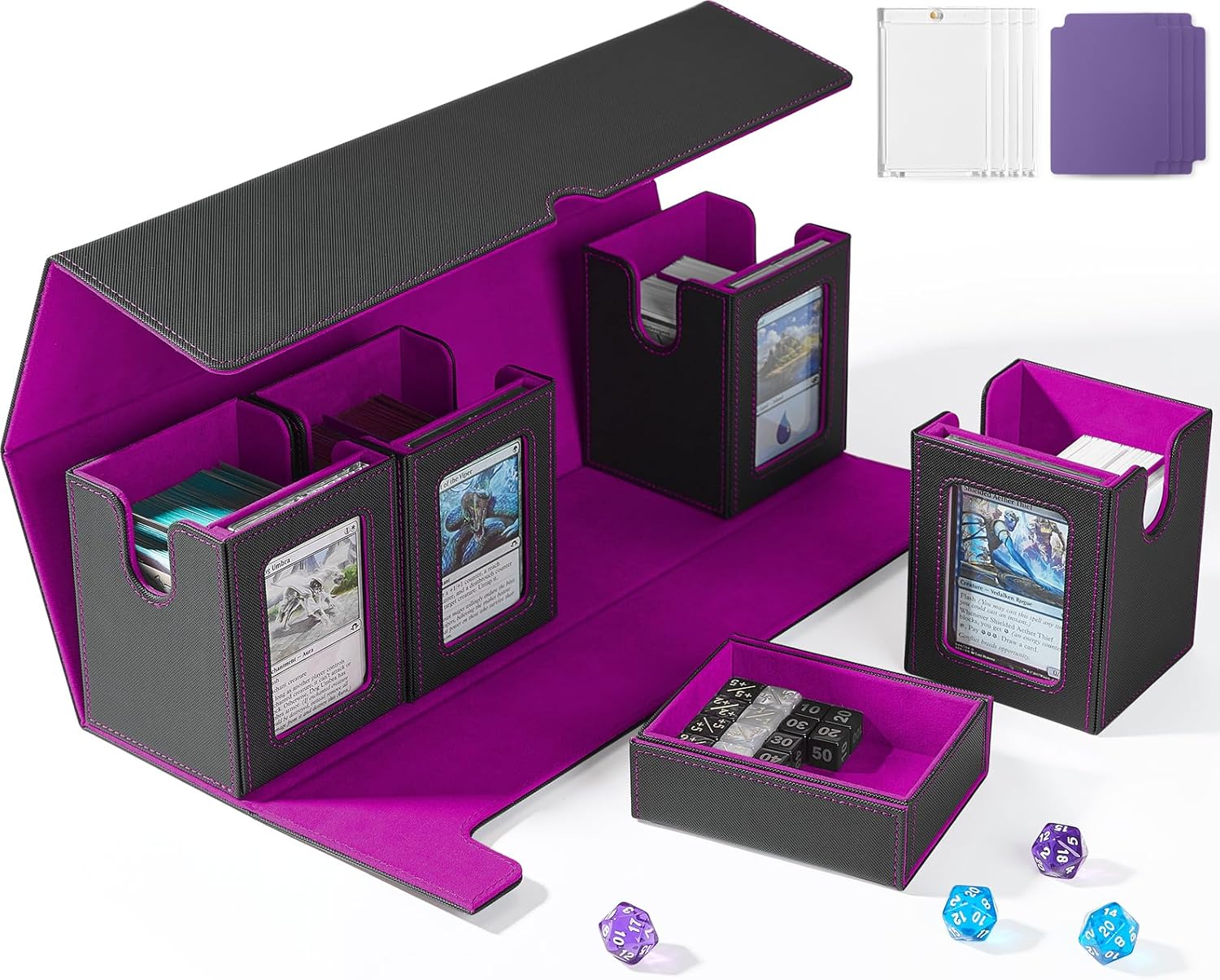 Card Deck Box for MTG with Commander Display and Storage