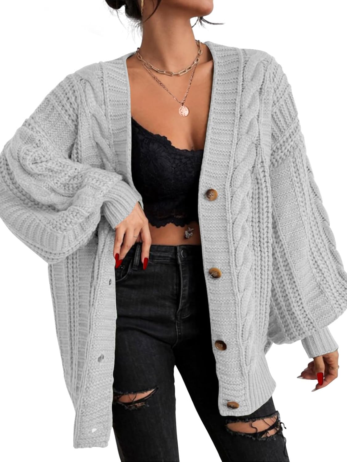 EXLURA Womens Oversized Cardigan Sweaters for Fall Winter