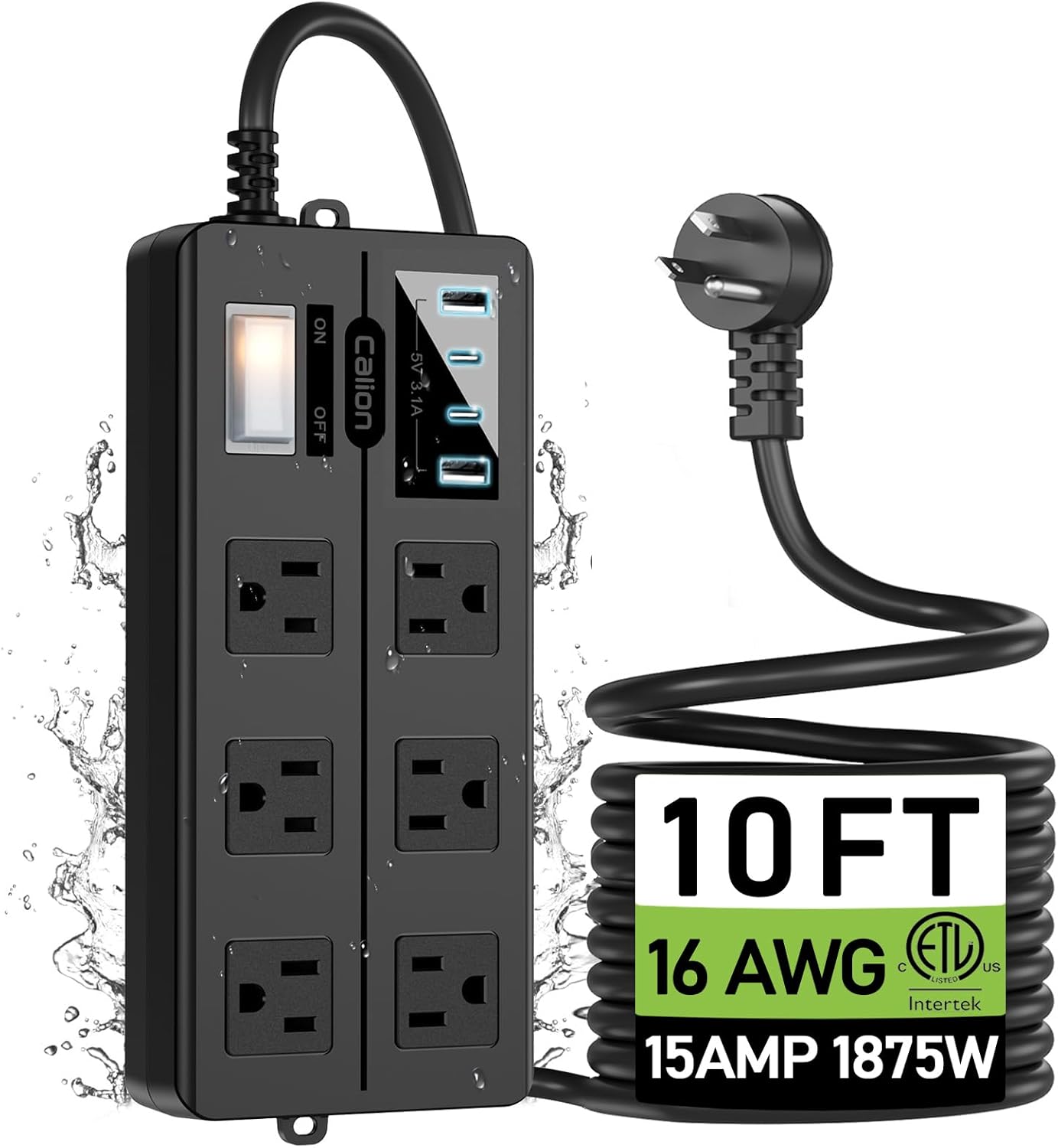Outdoor Power Strip Weatherproof Surge Protector with USB Ports
